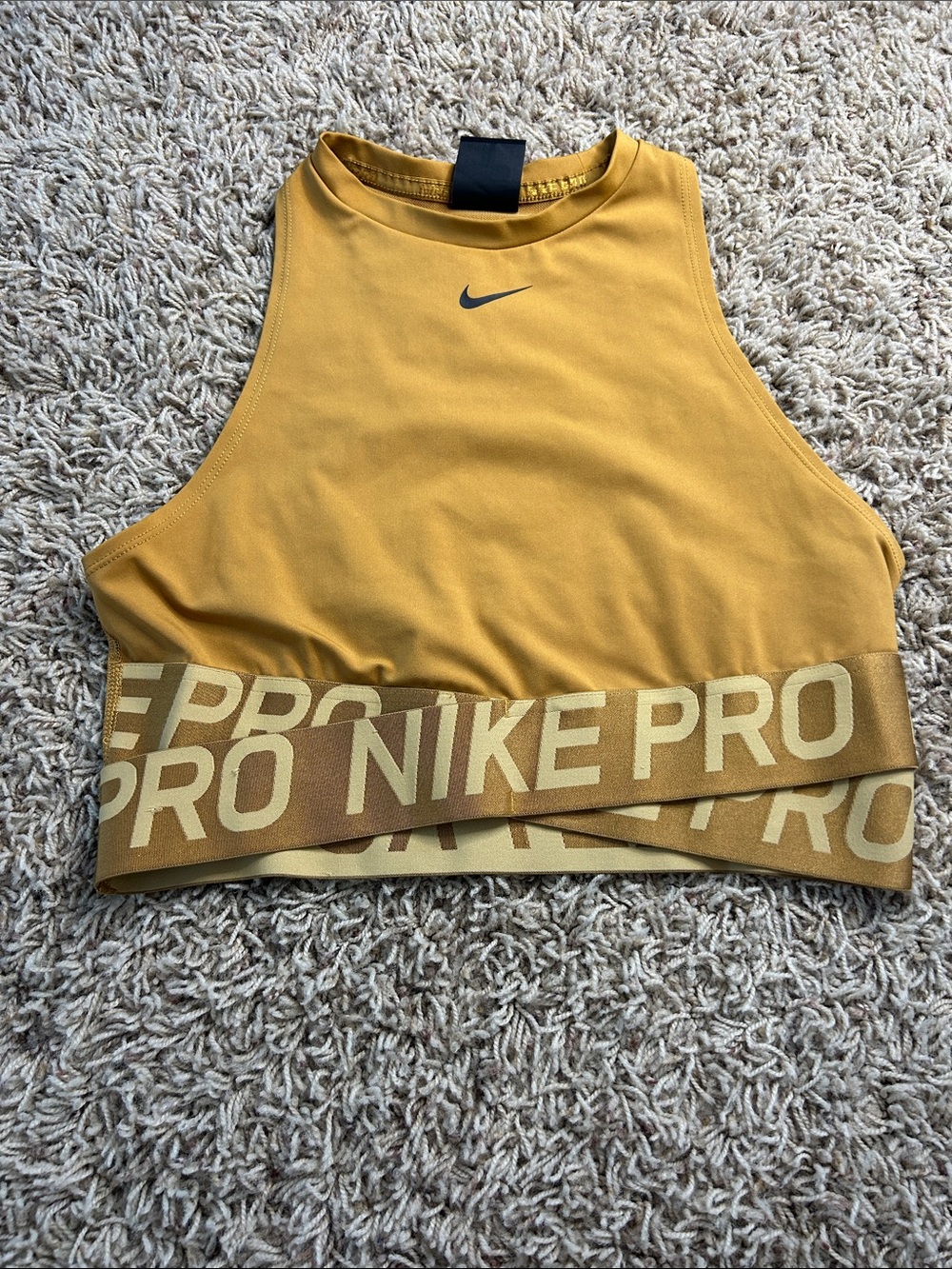 Nike Mustard Yellow Pro Racerback Crop Top